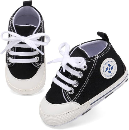 Baby Boys Girls Star High Top Sneaker Soft Anti-Slip Sole Newborn Infant First Walkers Canvas Denim Shoes